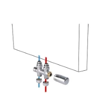 Jaga kit 49 - raccordement vers le sol - M24 - Jaga tête de vanne in roestvast staal-look - raccords bicônes M24 x 16/2 VPE/ALU