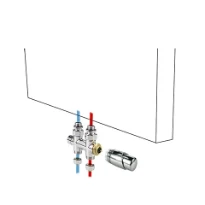 Jaga kit 42 - MM raccordement vers le sol - M24 - Tête de vanne thermostatique Deco Chrome - raccords bicônes M24 x 16/1 mm