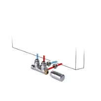 Jaga kit 48 - MM raccordement vers le mur - M24 - Jaga tête de vanne in roestvast staal-look - raccords bicônes M24 x 15/1 mm