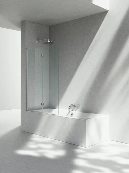 Vismara SV tamis de bain en deux pièces 1100-1120 x 1505 mm - TPA transparent - gauche - argent brillant