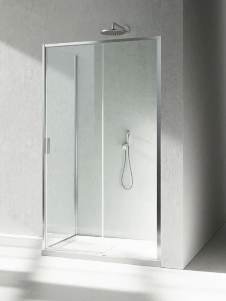 Vismara Series 7200 ZF paroi latéral de douche 870-890 x 2000 mm - transparent - à droite - argenté brillant