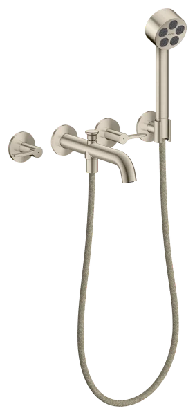 Hansgrohe Axor One mitigeur bain 3 trous pour montage encastré mural avec poignées à levier et douchette à main - Brushed Nickel