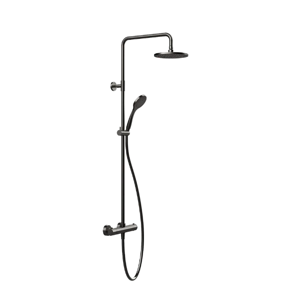 Gessi Emporio Shower set de douche thermostatique avec douche de tête 200 mm et douchette anticalcaire - flexible 1500 mm - noir métal brossé