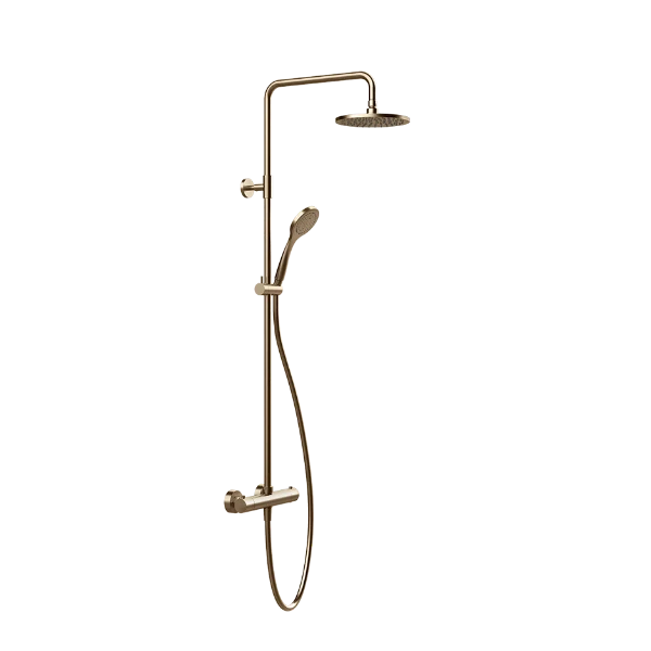 Gessi Emporio thermostatische Showerset met hoofddouche 200 mm en antikalk handdouche - flexibel 1500 mm - Warm Bronze Br.