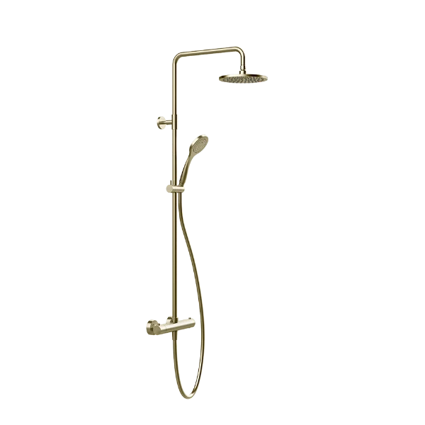 Gessi Emporio thermostatische Showerset met hoofddouche 200 mm en antikalk handdouche - flexibel 1500 mm - Brushed Brass PV