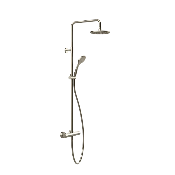 Gessi Emporio Shower set de douche thermostatique avec douche de tête 200 mm et douchette anticalcaire - flexible 1500 mm - Finox nickel brossé