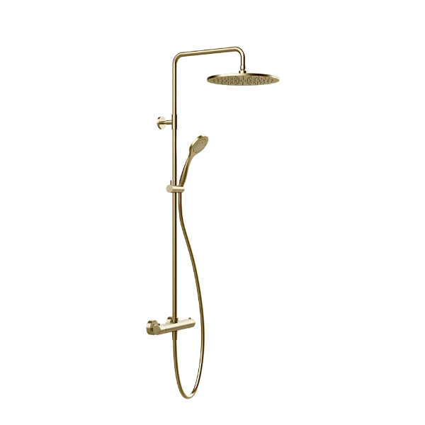 Gessi Emporio thermostatische Showerset met hoofddouche 300 mm en antikalk handdouche - flexibel 1500 mm - Brushed Brass PV