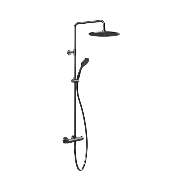 Gessi Emporio thermostatische Showerset met hoofddouche 300 mm en antikalk handdouche - flexibel 1500 mm - Geb. Zwart Metaal
