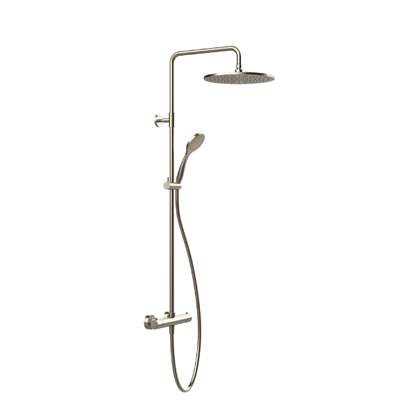 Gessi Emporio thermostatische Showerset met hoofddouche 300 mm en antikalk handdouche - flexibel 1500 mm - Finox Brushed Nikkel