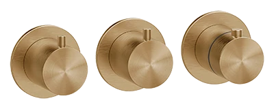 Gessi 316 afbouwset thermostaat met 2 stopkranen - ronde rozet - brushed bronze