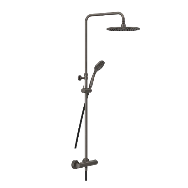 PF35175#707 GESSI Shower Column Thermostatische Wand-Mengkraan met hoofddouchekop, automatische omstelknop bad/douche, buigzame slang 1,50 m, glijstang en antikalk-handdouc