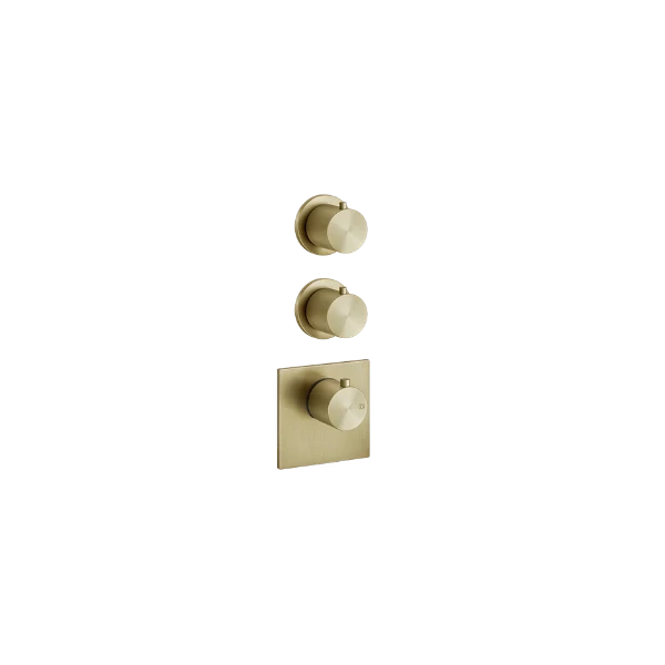 PF54504#727 GESSI Gessi316 Wellness Extern deel Thermostatische wand-mengkraan hoog debiet 2 onafhankelijke uitgangen. Verticale/horizontale installatie. Brushed Brass PVD
