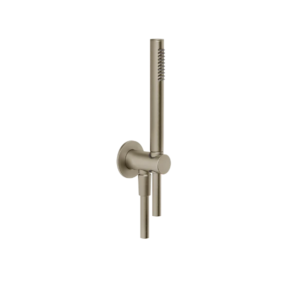 PF63329#149 Gessi Shower Sets Doucheset met wateraansluitpunt, antikalk-handdouche en buigzame slang 1,50 m Finox Brushed Nickel
