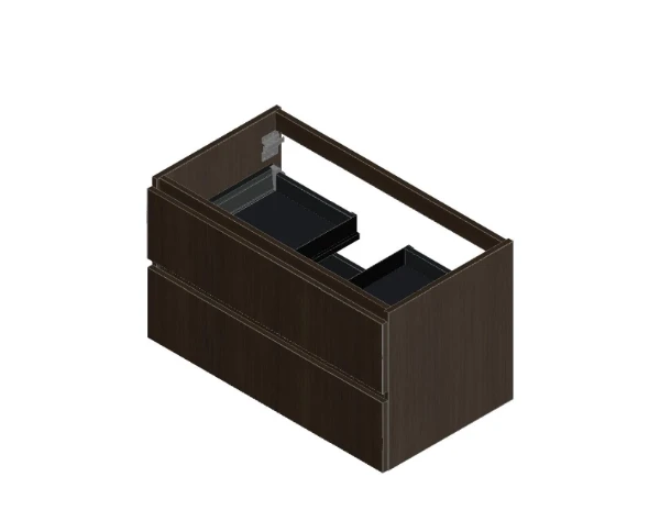 Procasa Kivu sous-meuble avec 2 tiroirs sans poignées 900 x 475 x 520 mm - lungo - découpe centrale
