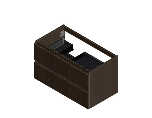 Procasa Kivu sous-meuble avec 2 tiroirs sans poignées 900 x 475 x 520 mm - lungo - découpe gauche