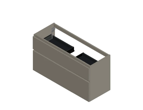KL3023 Procasa Klaire 65 - wastafelonderkast met 2 laden 1200 x 435 x 650 mm - uitsparing in het midden - soft