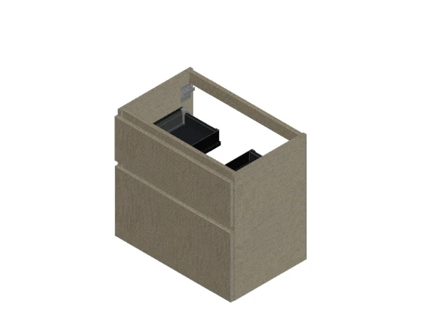 KL3071 Procasa Klaire 65 - wastafelonderkast met 2 laden 700 x 435 x 650 mm - uitsparing in het midden - linnen