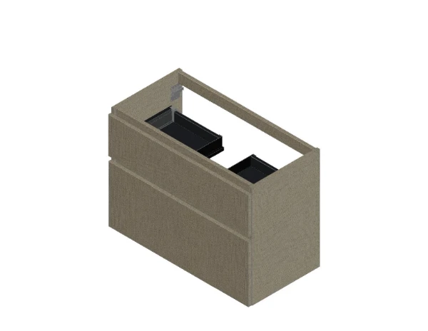 KL3073 Procasa Klaire 65 - wastafelonderkast met 2 laden 900 x 435 x 650 mm - uitsparing in het midden - linnen