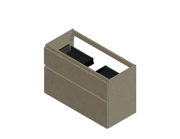 KL3074 Procasa Klaire 65 - wastafelonderkast met 2 laden 1000 x 435 x 650 mm - uitsparing in het midden - linnen