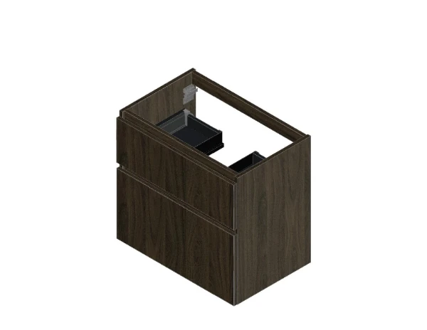 Procasa Klaire 65 - sous meuble lavabo avec 2 tirroirs 700 x 435 x 650 mm - découpe central - walnut