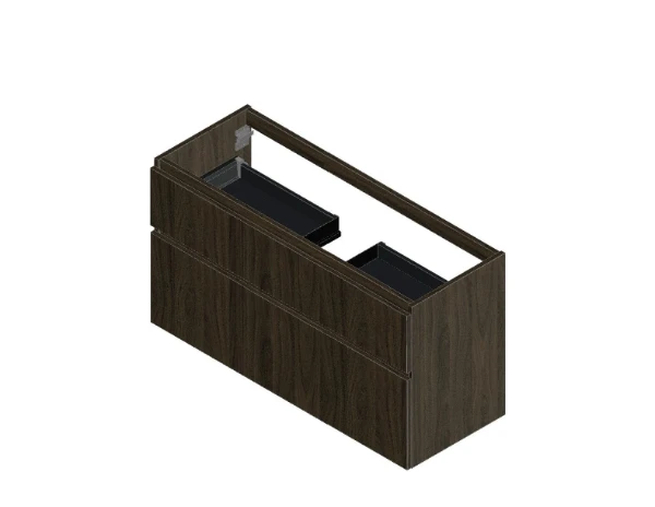 KL3179 Procasa Klaire 65 - wastafelonderkast met 2 laden 1200 x 435 x 650 mm - uitsparing in het midden - walnut