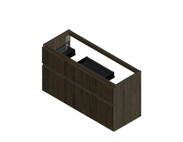 Procasa Klaire 65 - sous meuble lavabo avec 2 tirroirs 1200 x 435 x 650 mm - découpe double - walnut