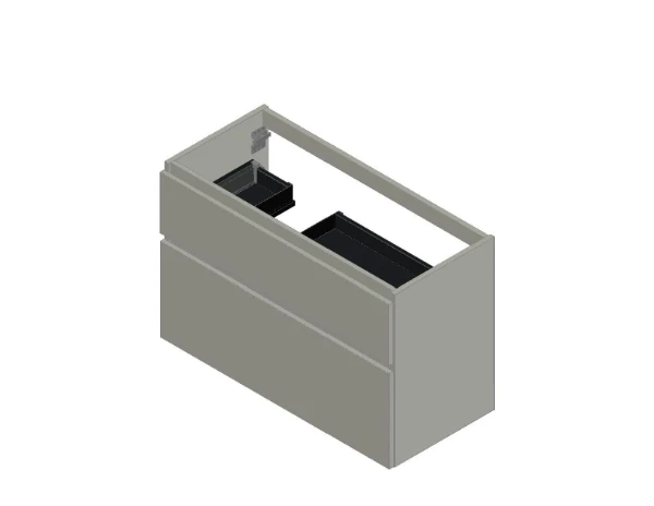 KL3234 Procasa Klaire 65 - wastafelonderkast met 2 laden 1000 x 435 x 650 mm - uitsparing links - wit