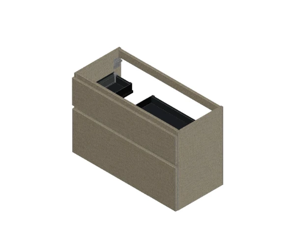 KL3272 Procasa Klaire 65 - wastafelonderkast met 2 laden 1000 x 435 x 650 mm - uitsparing links - linnen