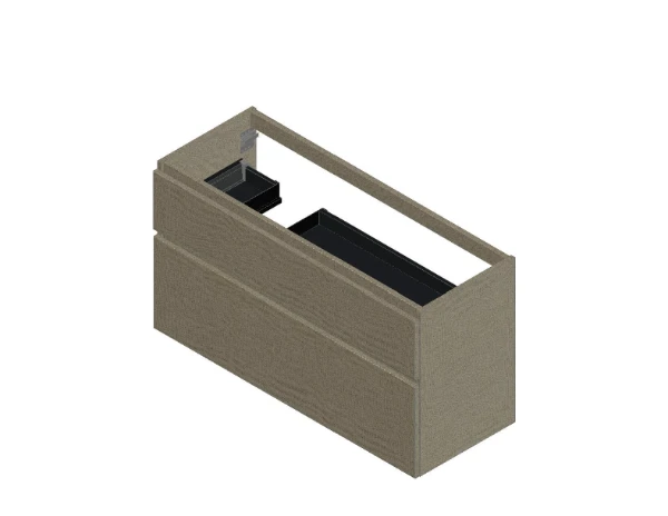 KL3273 Procasa Klaire 65 - wastafelonderkast met 2 laden 1200 x 435 x 650 mm - uitsparing links - linnen