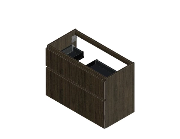 KL3290 Procasa Klaire 65 - wastafelonderkast met 2 laden 900 x 435 x 650 mm - uitsparing links - walnut