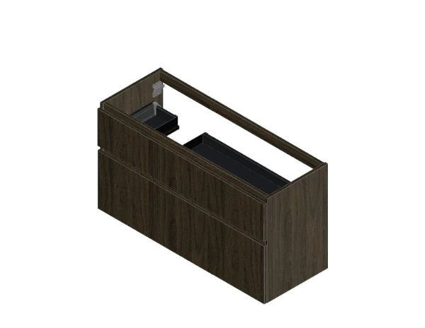 KL3292 Procasa Klaire 65 - wastafelonderkast met 2 laden 1200 x 435 x 650 mm - uitsparing links - walnut
