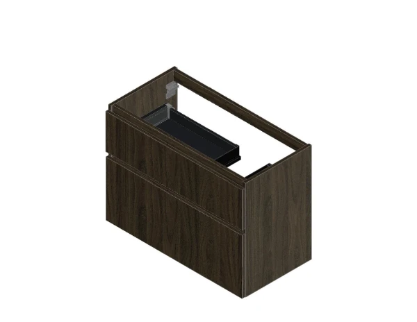 Procasa Klaire 65 - sous meuble lavabo avec 2 tirroirs 900 x 435 x 650 mm - découpe droite - walnut
