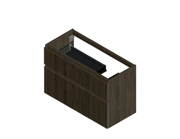KL3294 Procasa Klaire 65 - wastafelonderkast met 2 laden 1000 x 435 x 650 mm - uitsparing rechts - walnut