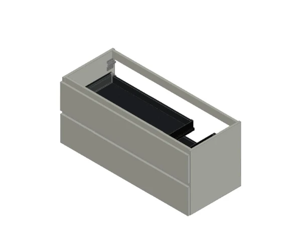 Procasa Kivu sous-meuble avec 2 tiroirs sans poignées découpe droite 1200 x 475 x 520 mm - blanc
