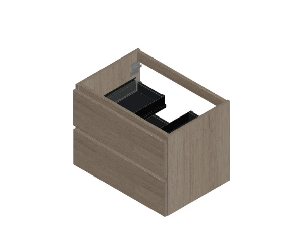Procasa Kivu sous-meuble avec 2 tiroirs sans poignées 700 x 475 x 520 mm - smoked oak - découpe centrale