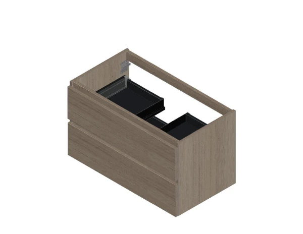 Procasa Kivu sous-meuble avec 2 tiroirs sans poignées 900 x 475 x 520 mm - smoked oak - découpe centrale