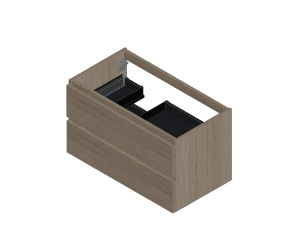 Procasa Kivu sous-meuble avec 2 tiroirs sans poignées 900 x 475 x 520 mm - smoked oak - découpe gauche