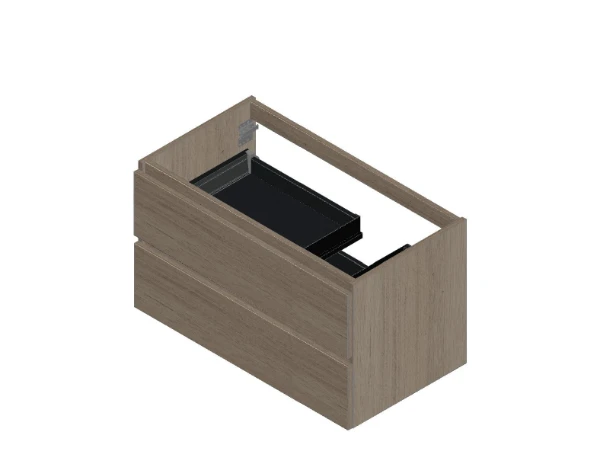Procasa Kivu sous-meuble avec 2 tiroirs sans poignées 900 x 475 x 520 mm - smoked oak - découpe droite