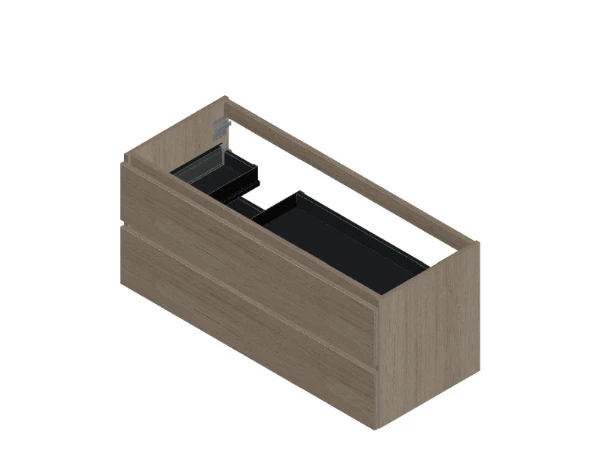 Procasa Kivu sous-meuble avec 2 tiroirs sans poignées 1200 x 475 x 520 mm - smoked oak - découpe gauche