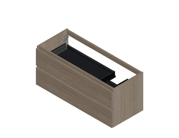 Procasa Kivu sous-meuble avec 2 tiroirs sans poignées 1200 x 475 x 520 mm - smoked oak - découpe droite