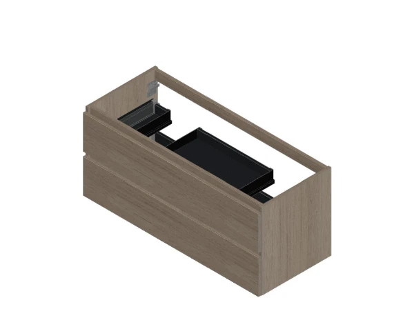 Procasa Kivu sous-meuble avec 2 tiroirs sans poignées 1200 x 475 x 520 mm - smoked oak - double découpe