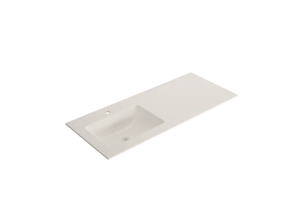 EV.9.SS.0900.1L.1KG.SLS Procasa Solid 2.0 wastafelblad in solid surface met 1 waskom links 900 x 500 x 9 mm - 1 kraangat