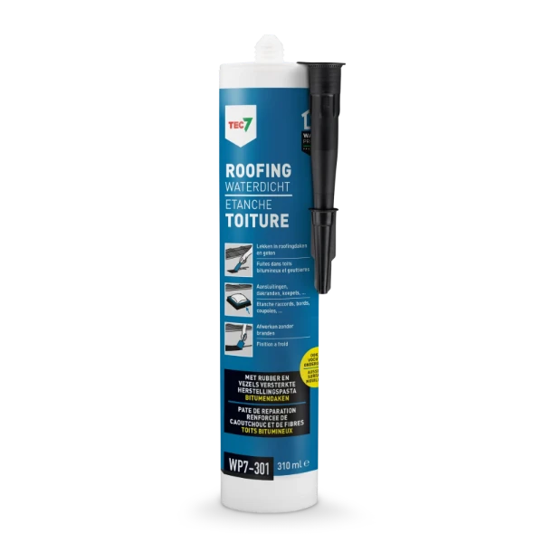 Novatech TEC7 WP7-301 Roofing Waterdicht - herstellingspasta voor roofingdaken - koudherstelling van lekken, scheuren en blazen - patroon 310 ml