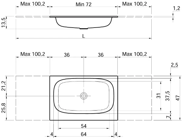Antonio Lupi Nuvola wastafel voor wastafeltablet 720 x 540 mm - wit - Flumood - zonder kraangat - zonder overloop