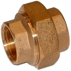 ProOne Brassline messing 3-delige rechte koppeling conisch dichtend FF 1/2 x 1/2 (zak 10st) - prijs per stuk - enkel geschikt voor water