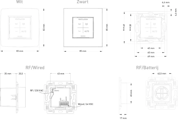 Duco Acces bedieningsschakelaar RF - op batterij - wit
