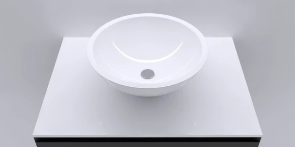 Sleurs Cosmos opbouwwastafel rond 400 x 400 x 15 mm - solid surface - wit - zonder kraangat - zonder overloop