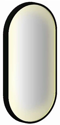 Sleurs Olivia Light spiegel met kader 400 x 800 x 25 mm - zwart - met verwarming - met verlichting - met touch schakelaar