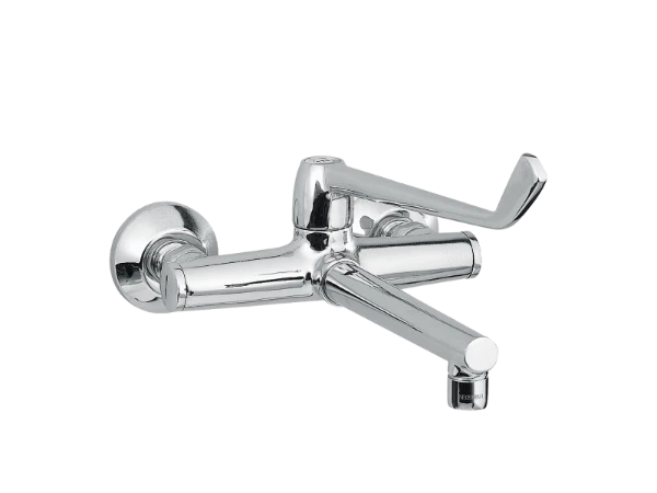DOKTERSKRAAN RVB MEDICO chroom wandmontage m/armbediening -afsluiters -bek 255 mm