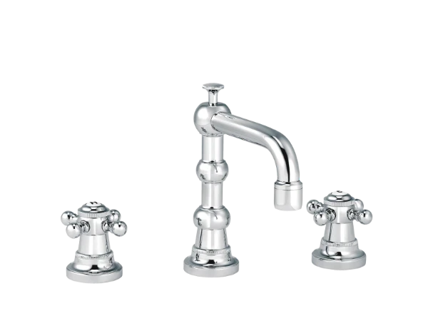 WASTAFELMENGKRAAN RVB 1921 3-gats chroom m/lediging - sprong 130 mm - m/porseleinen plaatje